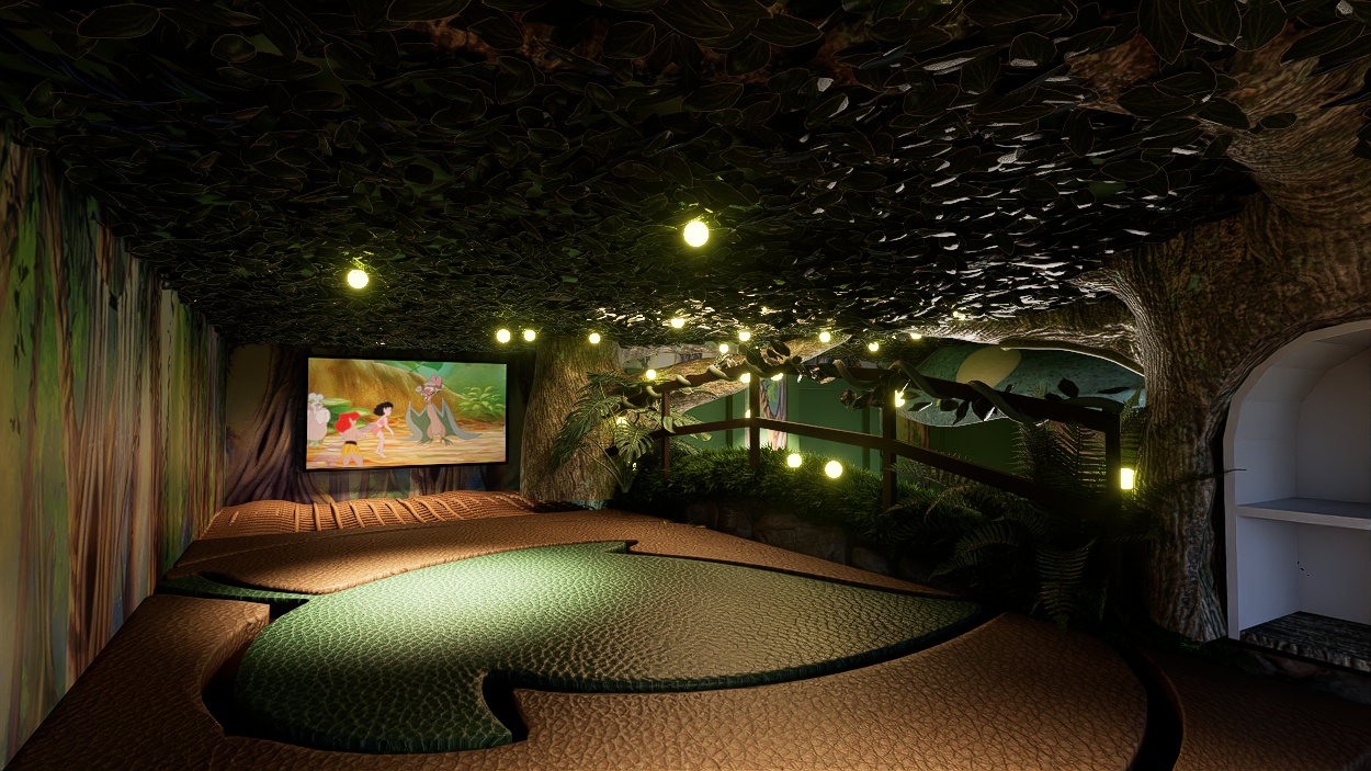 Loft view with leaf design inlay