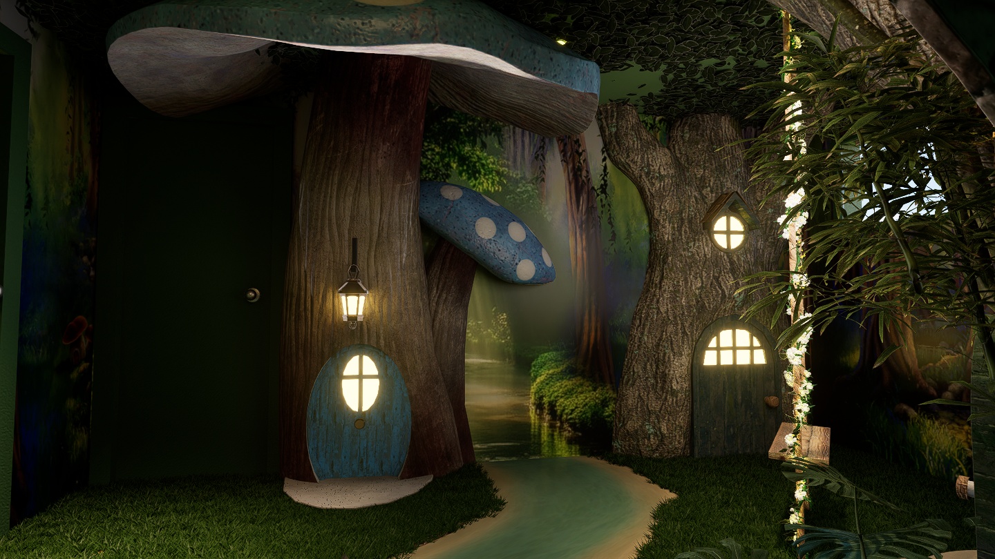 Opposite bunk wall with hidden closet entrance